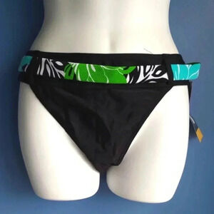 Body I.D. Black with Floral Bikini Bottom NWT Size 12 & 14